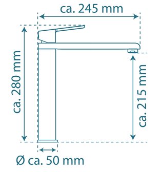 VITA &eacute;&eacute;ngreepsmengkraan keuken met hoge uitloop, chroom  elegante kraan met extra hoge uitloop en draaibereik 360&deg;  keramische schijven  geluidsarme, verwisselbare 25 mm cartouche  mousseur CASCAD