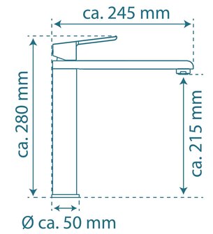 VITA &eacute;&eacute;ngreepsmengkraan keuken, roestvrij staal look  elegante kraan met extra hoge uitloop en draaibereik 360&deg;  keramische schijven  geluidsarme, verwisselbare 25 mm cartouche  mousseur CASCADE&reg; 