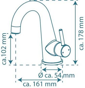 PISA &eacute;&eacute;ngreepsmengkraan wastafel, chroom  met hoge uitloop  keramische schijven  geluidsarme, verwisselbare 25 mm cartouche  hoogwaardige mousseur CASCADE&reg; SLC  flexibele metalen aansluitslangen 