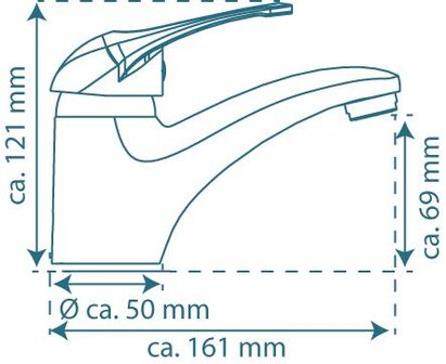 CALVINO &eacute;&eacute;ngreepsmengkraan wastafel, chroom  keramische schijven  geluidsarme, verwisselbare 40 mm cartouche  Eco-Click functie en kinderbeveiliging  flexibele metalen aansluitslangen  1 &frac14;&quot; (&Oslash; ca