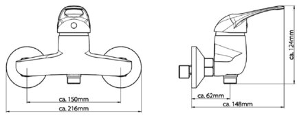 CALVINO &eacute;&eacute;ngreepsmengkraan douche, chroom   keramische schijven  geluidsarme, verwisselbare 40 mm cartouche  Eco-Click functie en kinderbeveiliging  &frac12;&quot; (&Oslash; ca. 1,9 cm) verbinding voor doucheslang 