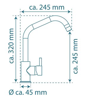 CASALLA &eacute;&eacute;ngreepsmengkraan keuken met hoge uitloop, chroom  elegante kraan met hoge ronde uitloop en draaibereik 360&deg;  cold-start functie - koud water bij greep in middelste stand  keramische schij