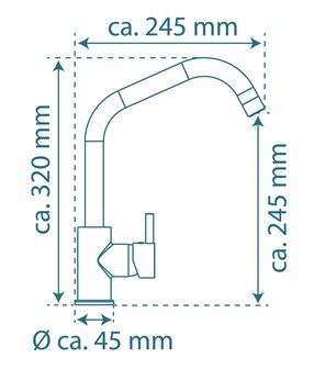 CASALLA &eacute;&eacute;ngreepsmengkraan keuken met hoge uitloop, chroom  elegante kraan met hoge ronde uitloop en draaibereik 360&deg;  cold-start functie - koud water bij greep in middelste stand  keramische schij