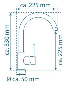 CASALLA &eacute;&eacute;ngreepsmengkraan keuken met ronde uitloop, lage druk, chroom  lage druk kraan - alleen geschikt voor lage druk boilers/kleine accumulatoren (onder wastafel model)  met hoge ronde uitloop e