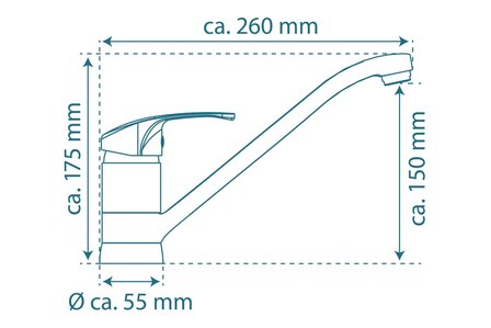 CELLINO &eacute;&eacute;ngreepsmengkraan keuken, chroom  kraan met verlengde uitloop en draaibereik 360&deg;  keramische schijven  geluidsarme, verwisselbare 40 mm cartouche  flexibele metalen aansluitslangen   me