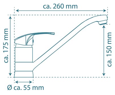 CELLINO &eacute;&eacute;ngreepsmengkraan keuken, lage druk, chroom  lage druk kraan - alleen geschikt voor lage druk boilers/kleine accumulatoren (onder wastafel model)  met verlengde uitloop en 360&deg; draaibereik 