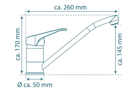 TASSONI &eacute;&eacute;ngreepsmengkraan keuken, lage druk, chroom  lage druk kraan - alleen geschikt voor lage druk boilers/kleine accumulatoren (onder wastafel model)  met verlengde uitloop en 360&deg; draaibereik 