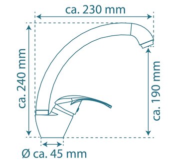 DIZIANI &eacute;&eacute;ngreepsmengkraan keuken met ronde uitloop, chroom  kraan met ronde uitloop en draaibereik 360&deg;  keramische schijven  geluidsarme, verwisselbare 40 mm cartouche  flexibele metalen aanslui