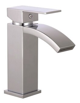 CASCATA &eacute;&eacute;ngreepsmengkraan wastafel met watervaluitloop, chroom  keramische schijven  geluidsarme, verwisselbare 35 mm cartouche  flexibele metalen aansluitslangen  1 &frac14;&quot; (&Oslash; ca. 4 cm) kunststof-afv