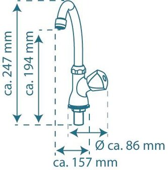 CARNEO koudwaterkraan wastafel, draaibaar, chroom  draaibare uitloop (360&deg;)  keramisch &frac12; ventiel bovenstuk   mousseur KIWA-gekeurd   metalen greep  garantie: 5 jaar