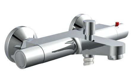 VICO thermostatische mengkraan bad, chroom  &frac12;&quot; (&Oslash; ca. 1,9 cm) keramisch ventiel bovenstuk  uitwisselbaar thermostaat element  temperatuurschaal met veiligheidsstop op 38&deg;C  &frac12;&quot; (&Oslash; ca. 1,9 cm) verbi