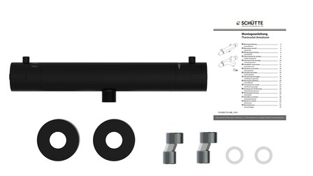 LONDON thermostatische mengkraan douche, zwart mat  keramisch &frac12; (&Oslash; ca. 1,9 cm) ventiel bovenstuk  uitwisselbaar thermostaat element  temperatuurschaal met veiligheidsstop op 38&deg;C  Eco-Click funct