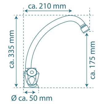 BRILLANT tweegreepskraan keuken, chroom  kraan met hoge ronde draaibare uitloop  &frac12; (&Oslash; approx. 1,9 cm) keramische ventiel bovenstukken   flexibele metalen aansluitslangen  met kettingoog  BRILLAN