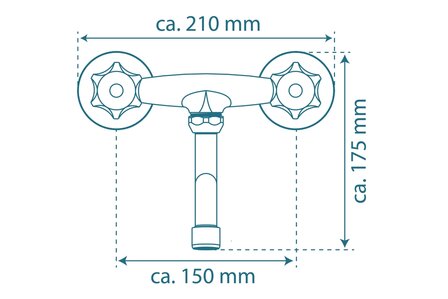 BRILLANT tweegreepskraan keuken, wandmontage, chroom  draaibare uitloop, lengte: ca. 20 cm  lengte uitloop (voorsprong): ca. 25 cm   &frac12; (&Oslash; approx. 1,9 cm) keramische ventiel bovenstukken   BRILLAN