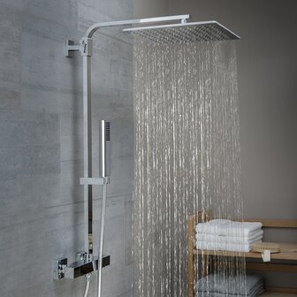 SUMBA hoofddouche set met thermostatische mengkraan, chroom  supervlakke hoofddouche met antikalk nozzles, hoofddouhe: &Oslash; approx. 30 x 30 cm  handdouche met antikalk nozzles, maat: (b x l): ca. 4,2 x