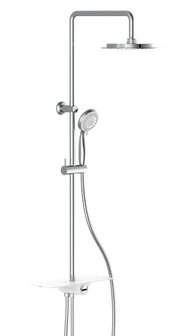 AQUASTAR hoofddouche set met planchet, chroom-wit  wellness hoofddouche met antikalk nozzles, hoofddouche: &Oslash; ca. 24 cm  handdouche met 5 functies en met antikalk nozzles, maat: &Oslash; ca. 10 cm  metalen