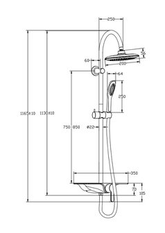 WATERWAY hoofddouche met &eacute;&eacute;ngreepsmengkraan en planchet, chroom-wit  wellness-hoofddouche met antikalk nozzles, hoofddouche: ca. 20 x 20 cm  handdouche met antikalk nozzles, maat: (b x. L) ca. 6,4 x