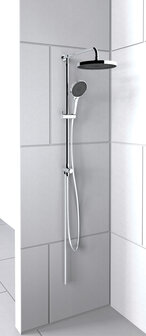 SAMOA RAIN hoofddouche set, chroom-antraciet  wellness hoofddouche, &Oslash; 26 cm  handdouche met 3 functies en met Push-Button  metalen douchestang in hoogte verstelbaar, ca. 74 -109 cm  Silverflex dou