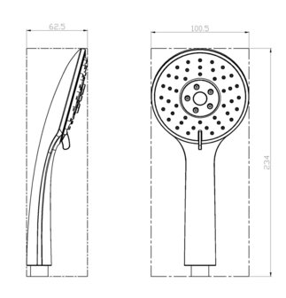 NAPOLI handdouche, 3 functies, chroom  antikalk nozzles  3 selecteerbare jets  douchekop: &Oslash; ca. 7,3 cm  inclusief waterbesparende pakking - tot wel 50% minder water verbruik  &frac12;&quot; (&Oslash; ca. 1,9 cm) ve