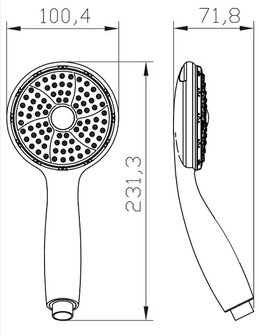 GENUA handdouche, 1 functie, chroom  nobel design: zwart-chroom  antikalk nozzles  douchekop: &Oslash; ca. 10 cm  inclusief waterbesparende pakking-tot wel 50% minder water verbruik  &frac12;&quot; (&Oslash; ca. 1,9 cm) v