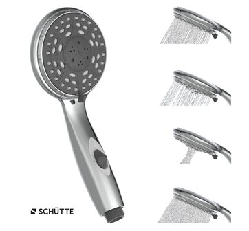 AQUA 2 SAVE wellness handdouche met waterstop functie, chroom  antikalk nozzles  5 functies  douchekop: &Oslash; ca. 10 cm  knop met waterstop functie-water besparen tijdens het inzepen  inclusief water