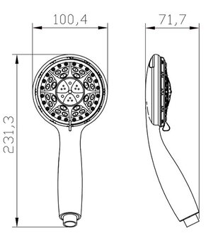 BARI handdouche, 3 functies, chroom  antikalk nozzles  3 selecteerbare jets  douchekop: &Oslash; ca. 10 cm  inclusief waterbesparende pakking-tot wel 50% minder water verbruik  &frac12;&quot; (&Oslash; ca. 1,9 cm) verbind