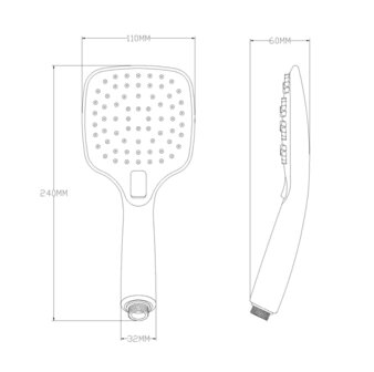 TRENTO II handdouche, 3 functies, chroom  antikalk nozzles  3 selecteerbare jets  douchekop: &Oslash; ca. 11 cm  inclusief waterbesparende pakking-tot wel 50% minder water verbruik  &frac12;&quot; (&Oslash; ca. 1,9 cm) ve