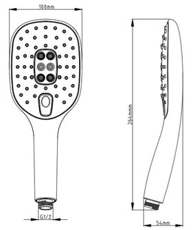 MONZA II handdouche, 3 functies, chroom-wit  antikalk nozzles  3 selecteerbare jets  douchekop: &Oslash; ca. 10 cm  inclusief waterbesparende pakking- tot wel 50% minder water verbruik  &frac12;&quot; (&Oslash; ca. 1,9 cm