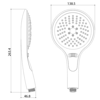 MILANO handdouche, 3 functies, chroom  antikalk nozzles  3 selecteerbare jets  douchekop: &Oslash; ca. 14 cm  met schuifknop voor de selectie van de jet  inclusief waterbesparende pakking - tot wel 50% 