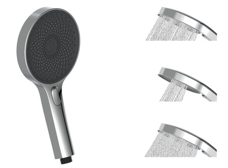 SAMOA RAIN handdouche, 3 functies, chroom-antraciet  antikalk nozzles  3 selecteerbare jets  douchekop: &Oslash; ca. 13 cm  inclusief waterbesparende pakking - tot wel 50% minder water verbruik  &frac12;&quot; (&Oslash; c