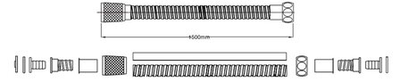 HOGAFLEX M-1 doucheslang van metaal, roestvrij staal  lengte: ca. 150 cm  &frac12;&quot; (&Oslash; ca. 1,9 cm) standaard aansluiting  inclusief waterbesparende pakking  tot wel 50% minder water verbruik  garantie: 