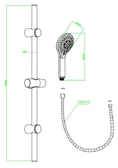 LIANA doucheset, 5 functies, stang 70 cm, chroom  antikalk nozzles  5 selecteerbare jets  douchekop: &Oslash; ca. 11.5 cm  stang van metaal, ca. 70 cm  eenvoudige montage door wandbevestiging in hoogte 