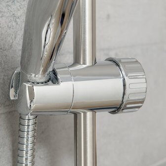 NAPOLI doucheset, chroom  antikalk nozzles  3 functies en waterstop functie  douchekop: &Oslash; ca. 7 cm  douchestang van metaal, lengte: 56 cm  inclusief waterbesparende pakking  tot wel 50% minder w