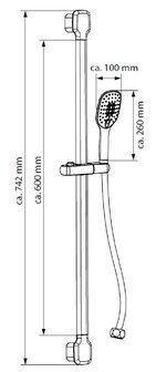 HAITI II doucheset, Chroom  antikalk nozzles  handdouche met 3 functies  douchekop: &Oslash; ca. 10 x 26 cm  metalen douchstang, lengte: ca. 74 cm  wandbevestiging  flexibele doucheslang van kunststof 