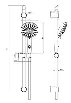 FLORENZ doucheset, 5 functies, stang 70 cm, chroom  antikalk nozzles  5 functies en knop voor waterstop functie  douchekop: &Oslash; ca. 15 cm  metalen douchestang, lengte: ca. 70 cm  wandbevestiging in