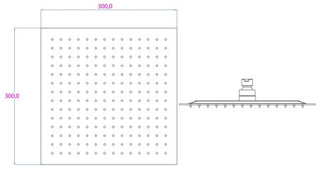 SUMBA hoofddouche, chroom  antikalk nozzles  supervlakke hoofddouche van roestvrij staal  hoofddouche: ca. 30 x 30 cm  &frac12;&quot; (&Oslash; ca. 1,9 cm) aansluiting  garantie: 5 jaar