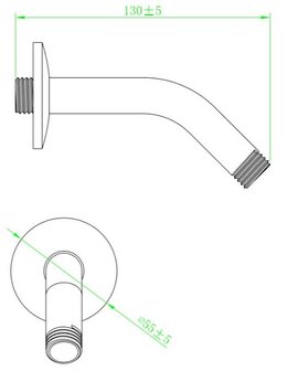 BASTIA douchearm voor wandmontage, chroom  montage onder het pleistwerk  lengte: ca. 14 cm  &frac12;&quot; (&Oslash; ca. 1,9 cm) aansluiting  voor hoofddouchs tot max. 20 cm diameter ACCESSOIRES:  incluis rozetten 