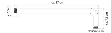 RIO UPdouchearm voor wandmontage, chroom  montage onder het pleistwerk   lengte: ca. 37 cm  &frac12;&quot; (&Oslash; ca. 1,9 cm) aansluiting ACCESSOIRES:  incluis rozet  garantie: 5 jaar
