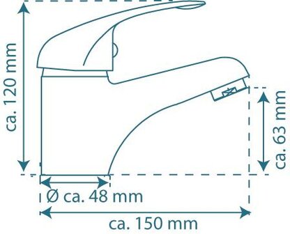 MAGNA &eacute;&eacute;ngreepsmengkraan wastafel, lage druk, chroom  keramische schijven  geluidsarme, verwisselbare 40 mm-cartouche  flexibele metalen aansluitslangen volgens DVGW/KTW-A  1 &frac14;&quot; metalen-afvoerplug