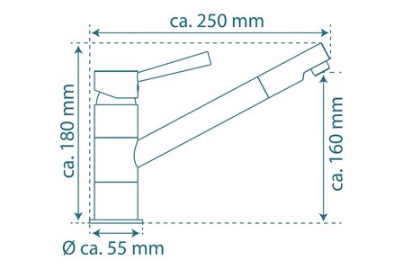 CORNWALL &eacute;&eacute;ngreepsmengkraan keuken, chroom  kraan met draaibare uitloop en draaibereik 150&deg;  keramische schijven  geluidsarme, verwisselbare 35 mm-cartouche  flexibele metalen aansluitslangen volg