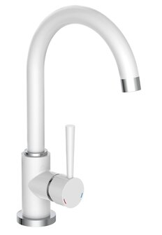 CORNWALL &eacute;&eacute;ngreepsmengkraan keuken met hoge uitloop, wit  elegante kraan met hoge ronde uitloop en draaibereik 360&deg;  energiebesparing door cold start functie  keramische schijven  geluidsarme, ver