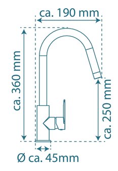 SWAN &eacute;&eacute;ngreepsmengkraan keuken met ronde uitloop, chroom  elegante kraan met hoge ronde uitloop en draaibereik 360&deg;  energiebesparing door cold start functie  keramische schijven  geluidsarme, ver