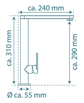 CHICAGO &eacute;&eacute;ngreepsmengkraan keuken met hoge uitloop, chroom  elegante kraan met hoge uitloop en draaibereik 360&deg;  cold-start functie - koud water bij greep in de middelste stand  keramische schijven