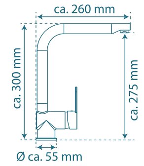 RIO &eacute;&eacute;ngreepsmengkraan keuken met hoge uitloop, chroom  elegante kraan met hoge uitloop en draaibereik 360&deg;  cold-start functie - koud water bij greep in de middelste stand  keramische schijven  g