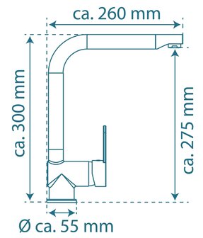 RIO &eacute;&eacute;ngreepsmengkraan keuken met hoge uitloop, RVS look /mat zwart  elegante kraan met hoge uitloop en draaibereik 360&deg;  cold-start functie - koud water bij greep in de middelste stand  keramische