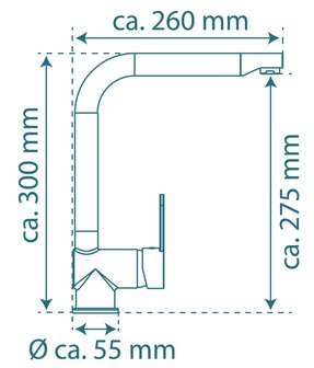 RIO &eacute;&eacute;ngreepsmengkraan keuken met hoge uitloop, RVS look /mat zwart  elegante kraan met hoge uitloop en draaibereik 360&deg;  cold-start functie - koud water bij greep in de middelste stand  keramische