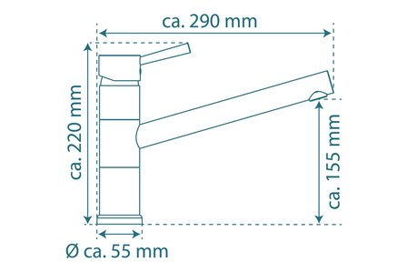 ATLANTA &eacute;&eacute;ngreepsmengkraan keuken, chroom   kraan met hoge uitloop en draaibereik 150&deg;   keramische schijven  geluidsarme, verwisselbare 40 mm-cartouche  Eco-Click functie en kinderbeveiliging  f