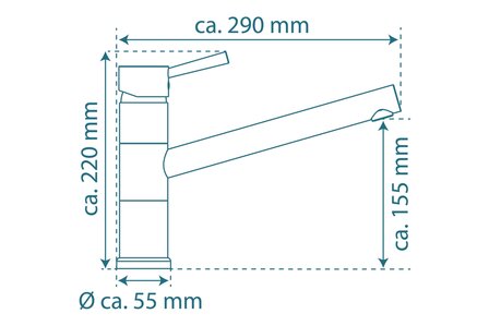 ATLANTA &eacute;&eacute;ngreepsmengkraan keuken, chroom   kraan met hoge uitloop en draaibereik 150&deg;   keramische schijven  geluidsarme, verwisselbare 40 mm-cartouche  Eco-Click functie en kinderbeveiliging  f