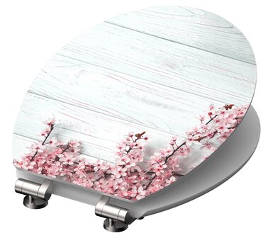 MDF High Gloss WC-bril FLOWERS AND WOOD met soft-close  lange levensduur: extreem onbreekbaar en krasbestendig  comfort en functie: geruisloos sluiten dankzij de automatische valrem  eenvoudig scho