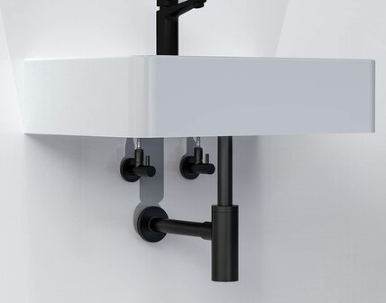 Design Hoekstopkraan van Messing, 1/2&quot; x 3/8&quot; of 10 mm, met Rozet, mat zwart